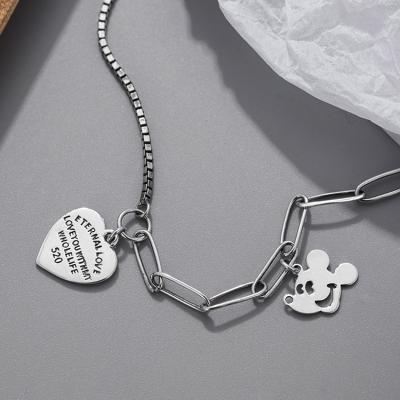 China Micky Mouse Wholesale 925 Sterling Silver Jewelry Love Mickey Mouse Simple Pendant Bracelet for sale