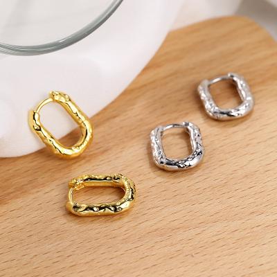 China CLASSIC Series 925 Silver Yellow Gold Sterling Silver Circle Fashion U Shaped Oval Earrings Jewelry for sale