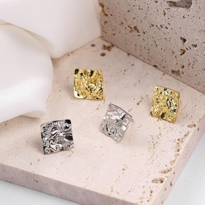 China CLASSIC Wholesale 925 Stering Silver Jewelry Square Folds Simple Ladies Earrings Silver Jewelry for sale