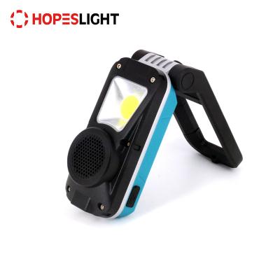 China Magnet Base IPX5 Waterproof USB Rechargeable Camping Lantern 2 in 1 COB LED Work Light and Speaker with Magnet for sale