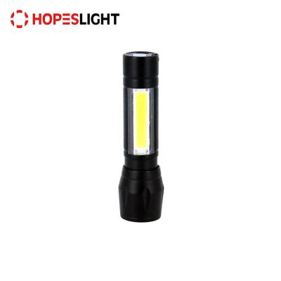 China Promotional LED Flashlight Small Key Chain USB Charging Zoomable To Torch COB LED 14450 Battery Flash Flashlight Light for sale