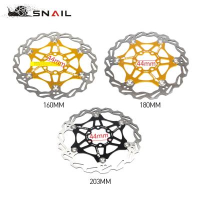 China Colorful good mechanical properties SNAIL mountain bicycle floating disc 160/180/203mm six nail disc brake bicycle brake disc for sale