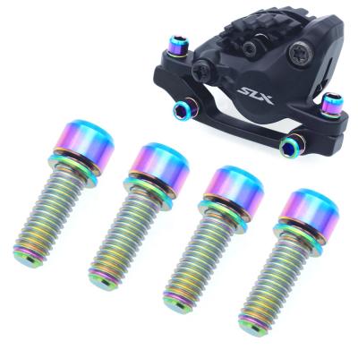 China 4pcs M6x18/20 Mountain Bike Brake Bolts TC4 Alloy Disc Brake Shiny Bright And Colorful Titanium Bolts Screws Crank Clamp With Gasket Bolts for sale