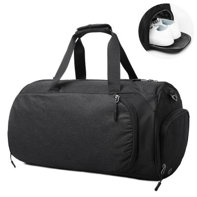 China OEM Nylon Wholesale Custom Logo Factory Travel Gym Waterproof Outdoor Black Bag With Pocket Divider Wet And Dry Duffel Bag for sale