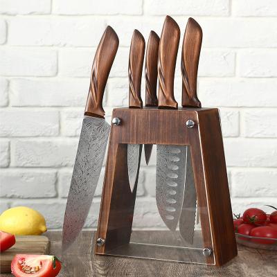 China Sustainable custom product Six-piece Combination Knife Set Kitchen Stainless Steel Knife Set Meat Cleaver Knife Set With Stand for sale