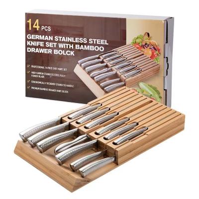 China Sustainable Kitchen Knife Set with Block 14-Piece High Carbon Stainless Steel Knife Set Dishwasher Safe Kitchen tools Chef Knife Set for sale