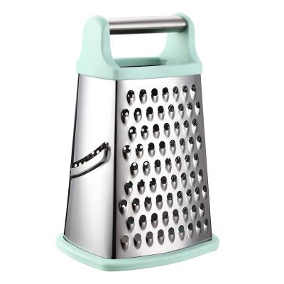 China Sustainable stainless steel multifunction vegetable cheese grater machine 9 inch 4 sides manual box graters for home and kitchen & tabletop for sale