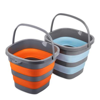 China Sustainable Cheap price garden car wash laundry bucket with hole Outdoor folding bucket for fishing TPR foldable water bucket for kitchen for sale