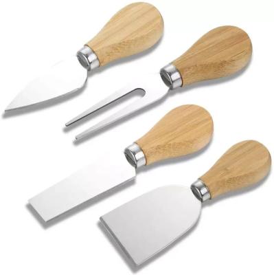 China Sustainable Amazon Top Seller Kitchen Accessories 4 Pieces Wood Handle Stainless Steel Mini Cheese Knife Cheese Tools Cheese Knife Set for sale