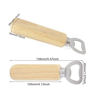 China Sustainable multifunction bartender tools bottle opener custom cheap stainless steel magnetic wooden logo handle beer keychain bottle opener for sale