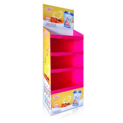 China Milk Tea 4 Shelves Cardboard Store Display Full printed , Corrugated Floor Displays for sale