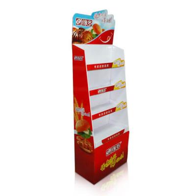 China Environmentally friendly Food Cardboard floor display with4 shelves,High quality Free Standing Display for promotion! for sale