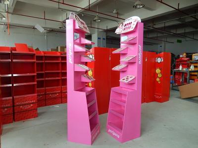 China Free Standing Cosmetics Display Stands Gloss lamination , Cardboard Advertising Displays for sale