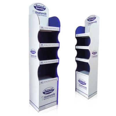 China 4 tiered Skincare Cardboard Floor Display with shelves holding 35kg for retail for sale