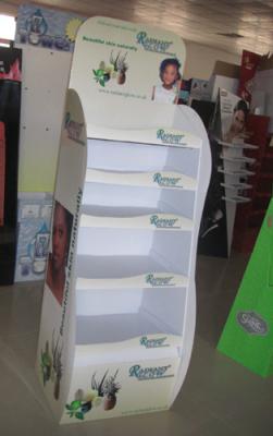 China Skincare Cardboard Floor Cosmetic Display Stand for Supermarket promotion! for sale