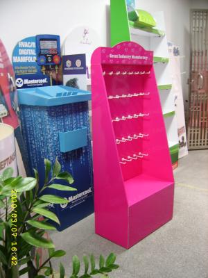 China POS Pink color pegboard jewelry display with hooks Free Standing for sale