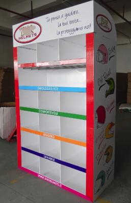 China Matt / PP laminated Helmets retail floor displays stand holding 100kg,Foldable design and Strudy for sale