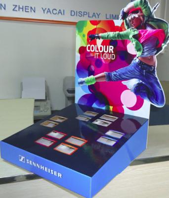 China Earphones Cardboard Counter Display with pockets / customized table top display stand for sale