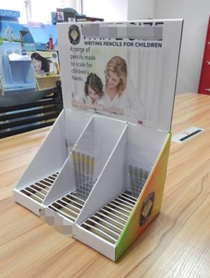 China Pencil countertop display with customized slots,removable topheader cardboard display box for sale