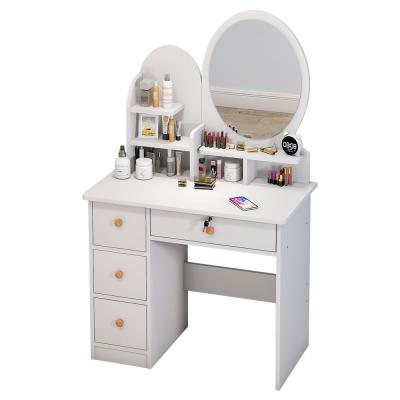 China (Others) Multifunctional Adjustable MDF Bedroom Furniture Make Up Drawer Dresser With Modern Mirror Dresser Mirror LED Light Dresser Table for sale