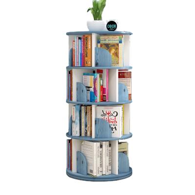 China Rotate new simple design household storage space-saving creative bookcase revolving around children's revolving shelf for sale