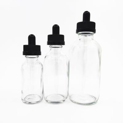 China E liquid/e cig/sealing type clear green glass dropper safe for kids essential oil etc. Boston Round Bottles 30ML 60ML / 2 Ounce / 1 Ounce Aromatherapy Bottles for sale