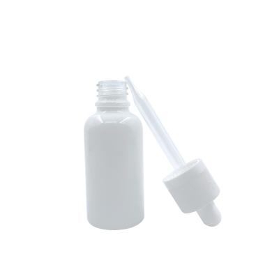 China E liquid/e cig/essential oil etc care 30ml personal white glass dropper bottle. with child's unalterable hat for sale