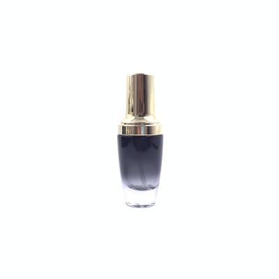 China PERFUME Skin Care Use Cosmetic Packaging 30ml 50ml 100ml Glass Bottle High End Gradient Black Color With Gold UV Pump for sale