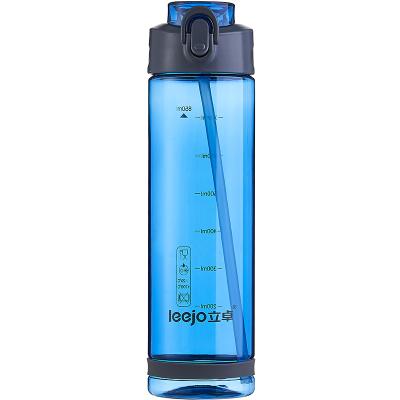 China Leejo Sustainable New Style 800 Ml Silicone Sipper BPA Free Water Bottle With Straw for sale