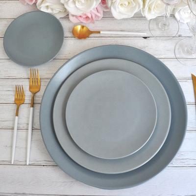 China Sustainable Turkish Luster Stoneware Dinnerware Set Blue With Solid Color Dinner Dishes Stoneware Dining Set for sale