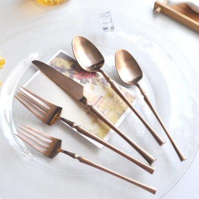 China Factory Direct High Quality Wedding Cutlery Disposable Set Rose Gold Stainless Steel Fork Spoon Flatware Set for sale