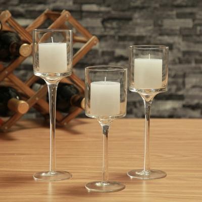 China Simple design 3pcs/set decorative glass candle holder for sale