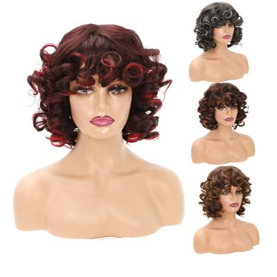 China Short 13inch French Popular Synthetic Bombshell Fluffy Curl Lace Wigs Non With Bangs Big Curl Wigs Ombre 1BT118# Colored Cosplay Hair Vendors for sale