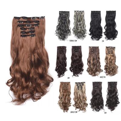 China Wholesale V-tip Synthetic Hair Clip In Straight Wave 20inch 140g Wavy Curly Synthetic Hair Extensions Body Long Hair Extensions 6pcs for sale