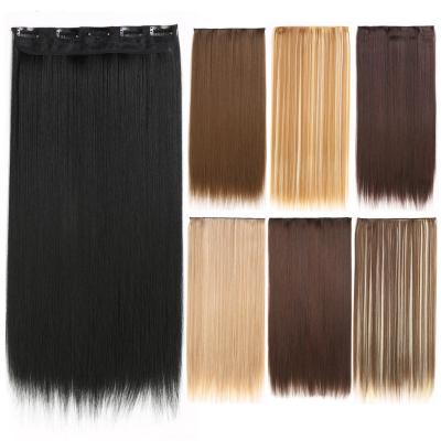 China Good Quality V-tip Synthetic Hair Clip In Hair Long 24inch 120g Straight Synthetic Hair Extensions 5pcs Clip Ins Clip In For Wholesale for sale