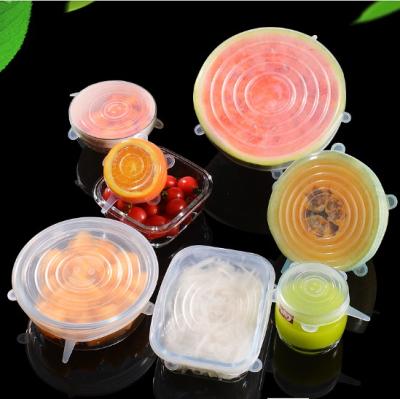 China Non Spill Super Reusable Silicone Stretch Lids 6 Sizes Silicone Covers Apply To Food Container for sale