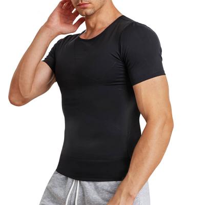 China QUICK DRY Soft Seamless Tummy Control Shirt Compression T-shirt Men Ultra Slim Body Shaper Slim Body Shaper For Men for sale