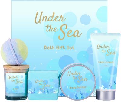 China Home Hotel Spa OEM Private Label Moving Gift Set Wonderful Bath Gift Combo Set Include Body Butter Hand Cream Bath Bomb Soap Candle for sale