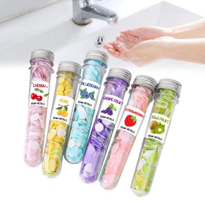 China Basic Cleaning Type Portable Disposable Travel Soap Test Tube Slice Bottled Flower Disposable Soap for sale