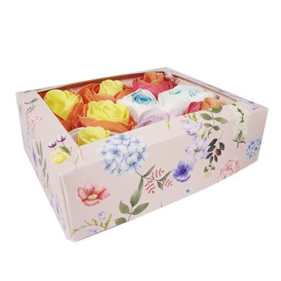 China New Design Wholesale Rose Shape Soap Scented Flowers Hand Wash Paper Soap Base Cleaning Flower for sale