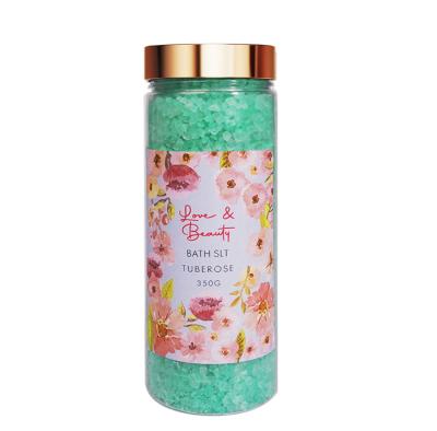 China Wholesale Customized Organic Home Spa Private Label Tuberose Vody Body Scrub Green Color Bath Salt for sale