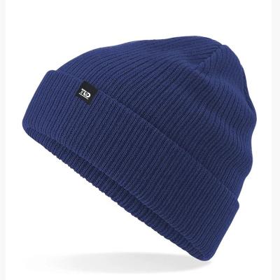 China JOINT Natural Environmental Custom Double Layer Winter Custom Cuffed Knitted Hat Ribbed Organic Cotton Beanie for sale