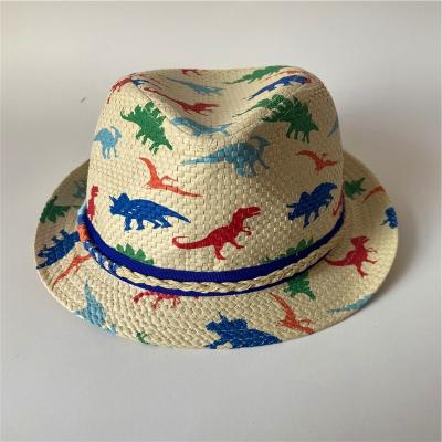 China Wholesale Cheap Striped Cartoon Animal Panama Felted Hat Boys Custom Print Kids Straw Hat for sale