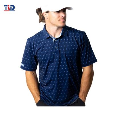 China Funny Anti-Wrinkle Print Performance Polo Shirts Sublimation Printing Polyester Short Spandex Polo Shirt Custom Golf Sleeve Men Golf Polo Shirt for sale