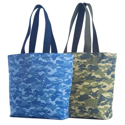 China Custom Camouflage Cotton Grocery Handbag Eco Camouflage Shopping Durable Reusable Canvas Anti-theft Foldable Camouflage for sale