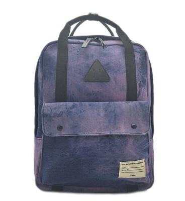 China Purple Anti-theft Medium High School Student Day Backpack Canvas Bookbag Denim Tie Medium Custom Dye Babackpack With Handle for sale