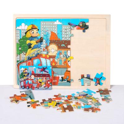 China Eco-friendly 8 Styles Children's Cartoon Toy 60 Pieces Kids Wooden Jigsaw Puzzle Large For 2-6 Years Old for sale