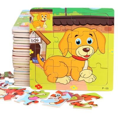 China Wholesale Eco-Friendly 15 Pcs 24 Designs Animal Traffic Cartoon Customized Wooden Jigsaw Puzzle Montessori Toys for sale