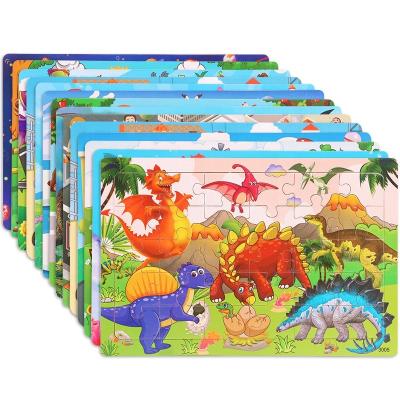 China 30 Piece Eco-Friendly Wholesale Animal Baby Animal Story Traffic Cartoon Jigsaw Puzzle Kids Early Education Intelligence Enlighten Wooden Toy for sale