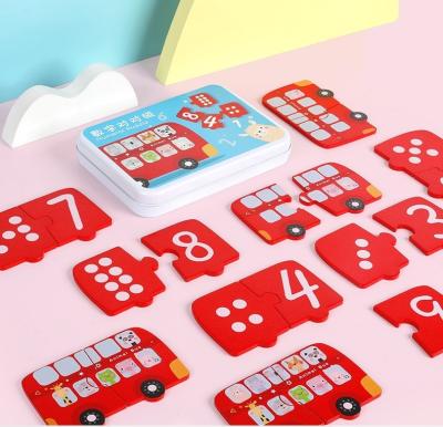 China Eco-Friendly Wholesale Wooden Toys Numbers Match 3D Puzzles Educational Toys Children's Montessori Children's Day Gifts for sale